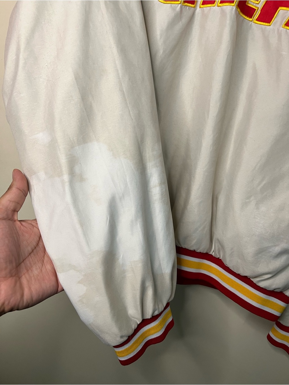 Vintage Reebok Pro Line Kansas City Chiefs Pullover Windbreaker Jacket M *FLAWS* - Picture 7 of 14
